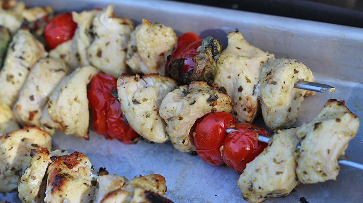 Chicken Pesto Skewer | FoodCoachMe | Bariatric Appetizers