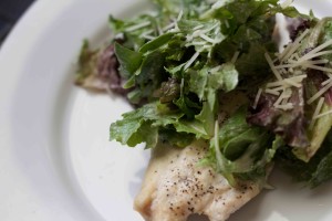 Baked Chicken with Caesar Slaw. Bariatric friendly recipes at www.foodcoach.me