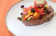 Flank Steak with Fruit Salsa. Low carb and weight loss surgery friendly!