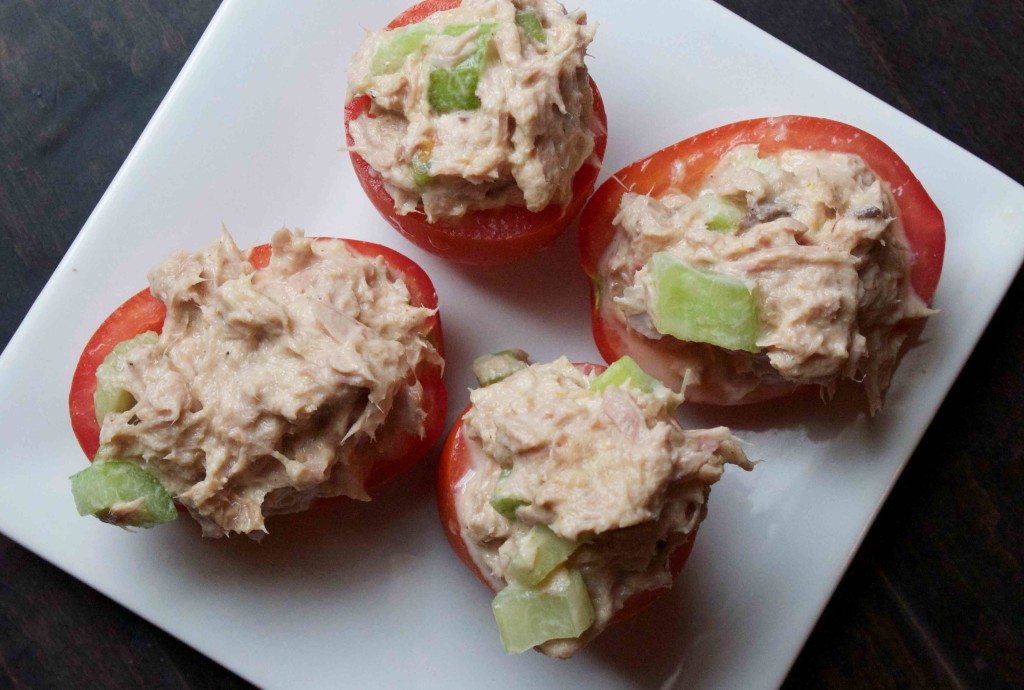 Tuna Salad Stuffed Tomaotes. Low Carb lunches!
