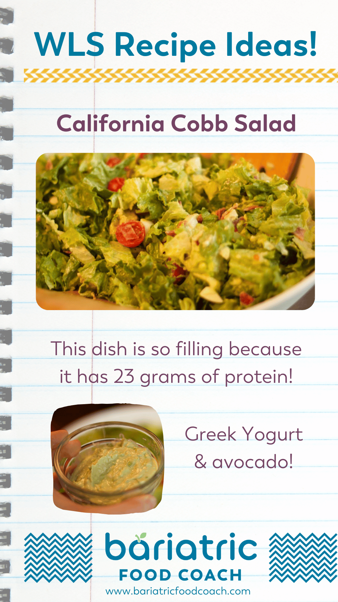 California Cobb Salad WLS Recipe Bariatric Food Coach