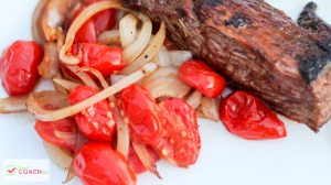 Flank Steak with Roasted Tomatoes and Onions | Gastric Sleeve Recipes | FoodCoach.Me