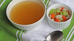 Aromatics Chicken Broth - take simple everyday chicken broth and add extra flavor to keep you post-op weight loss surgery liquid diet more doable! Simple additions that don't change the texture but give the flavor new life will keep you happy during your healing diet! #wls #postop #wlsliquid #sleeve #bypass