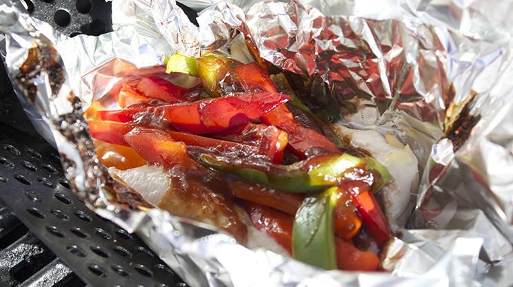 Grilled Barbecue Chicken and Vegetable Foil Packs