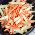 A classic recipe for carrot apple slaw made over for a low fat and sugar version suitable for Gastric Sleeve, Bypass or Switch patients! #gastricsleeverecipes #gastricbypassrecipes #duodenalswitchrecipes #beforeandafter #bariatricholidayrecipes