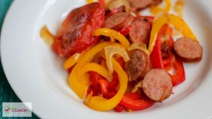 If you are looking for a little more spice in your post-op Gastric Sleeve or Bypass diet, you need to try this easy sheet pan dinner for Creole Turkey Sausage and Peppers! High in protein, very filling and so flavorful. #gastricsleeverecipes #gastricbypassrecipes #spicyfood #sheetpandinner #wlsrecipes
