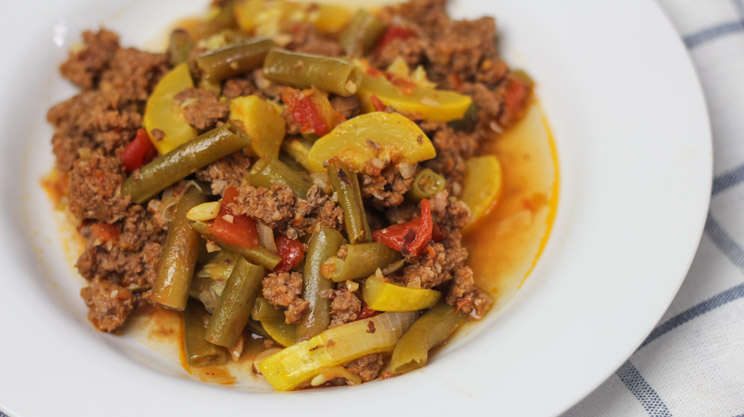 Beef Soup with green beans and squash made in an Instant Pot for bariatric surgery patients