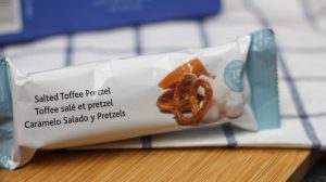 Salted Toffee Pretzel protein bar suitable for bariatric surgery patients, endorsed by FoodCoachMe for sale on BariatricFoodSource