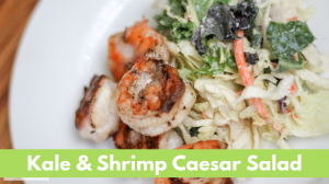 Shrimp with caesar salad and kale