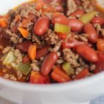 Ground beef, chili beans, celery, carrots and chili powder