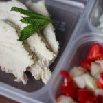 Greek chicken in a bento box for bariatric bento box with chicken greek yogurt dill dip cucumbers tomatoes