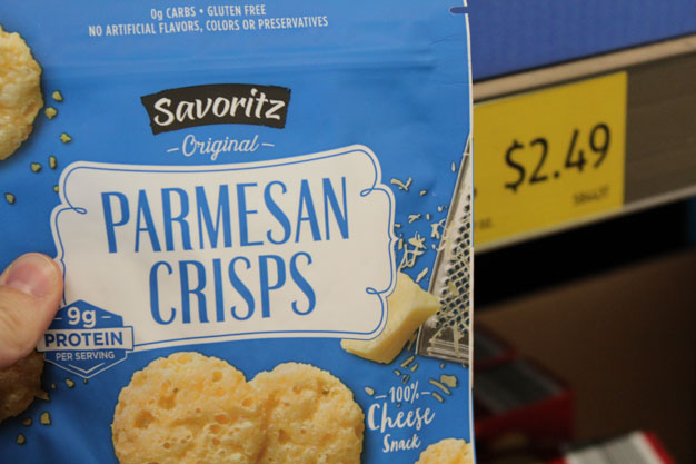 Savoritz Parmesan Crisps low carb snack for bariatric surgery patients from Aldi