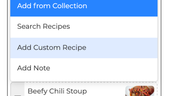 screen shot how to add recipes to collections on foodcoach.me