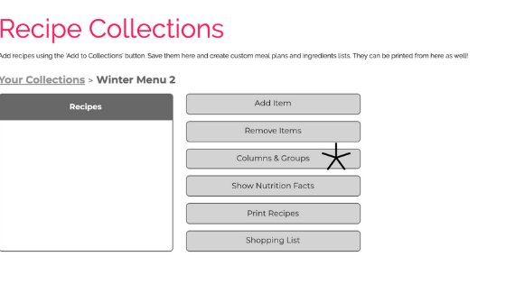 screen shot how to add recipes to collections on foodcoach.me