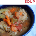 pinterest image Turkey Meatball Soup on Bariatric Food Coach