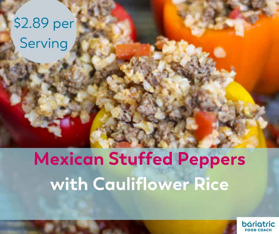 Bariatric Meals on a Budget: Mexican Stuffed Peppers with Cauliflower Rice