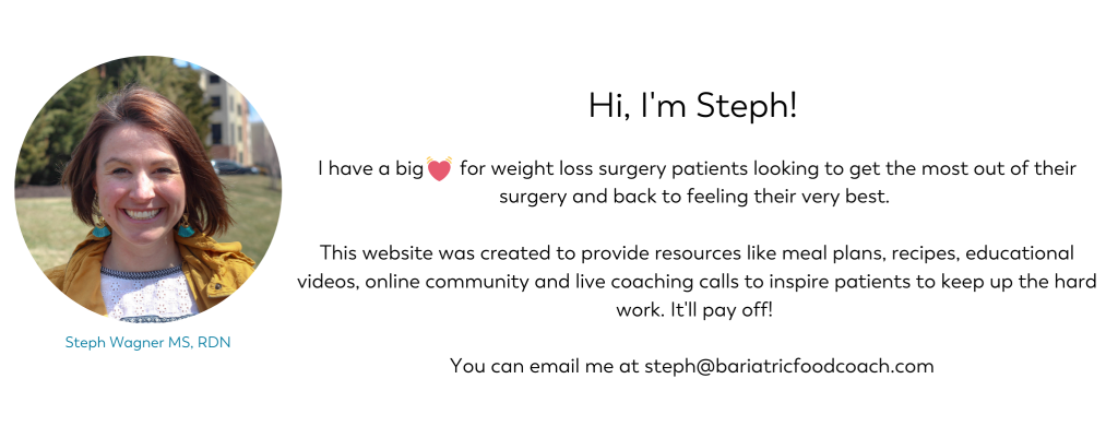 Website Bio for Steph Wagner dietitian on Bariatric Food Coach