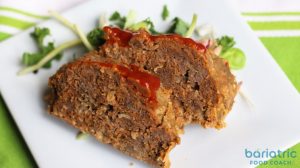 slow cooker meat loaf on a plate bariatric friendly recipe