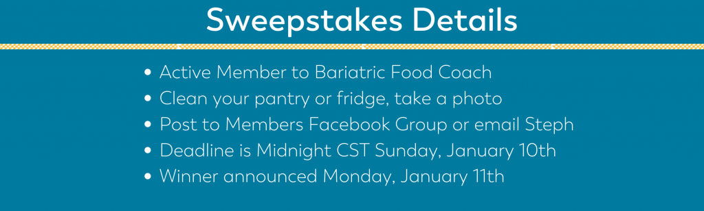 blog image for sweepstakes information pantry clean out challenge on bariatric food coach 2021