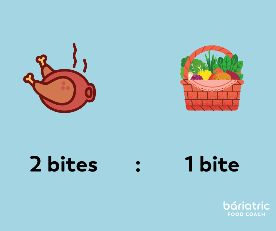 blog image bariatric food coach eat two bites protein to one bite vegetables