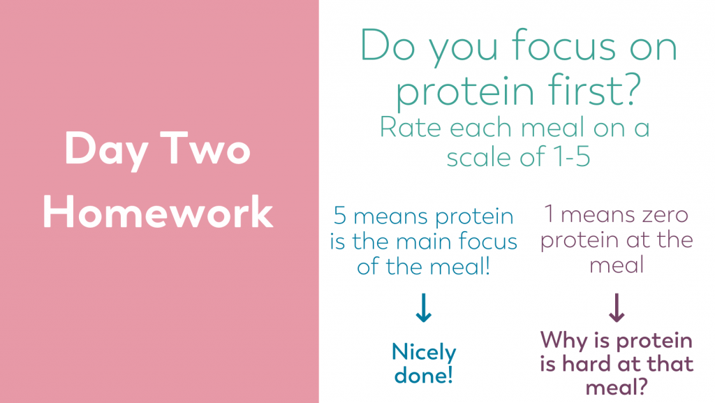blog series 10 day habit refresh on bariatric food coach image for homework on eating protein first 
