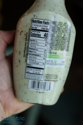 cilantro avocado yogurt dressing Bolthouse farms nutrition label