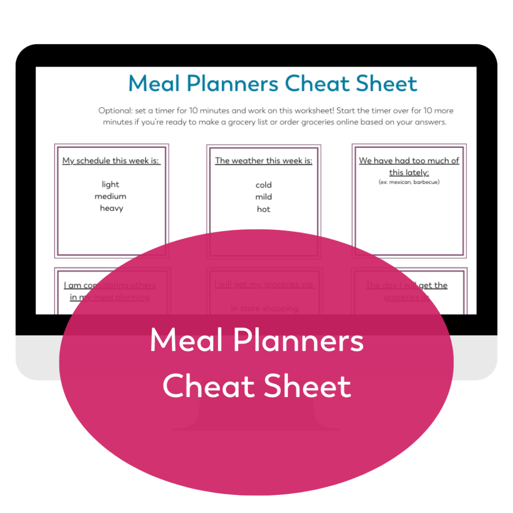 bariatric meal planners cheat sheet