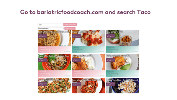 finding recipes on bariatric food coach