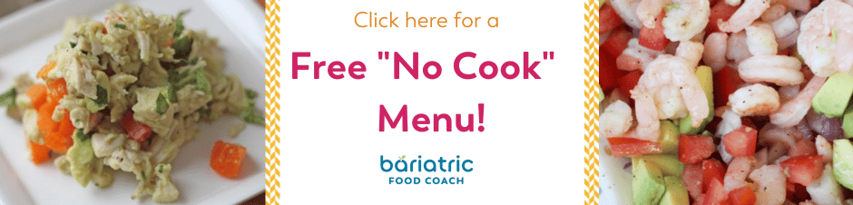 opt in image for a free no cook menu on bariatric food coach 